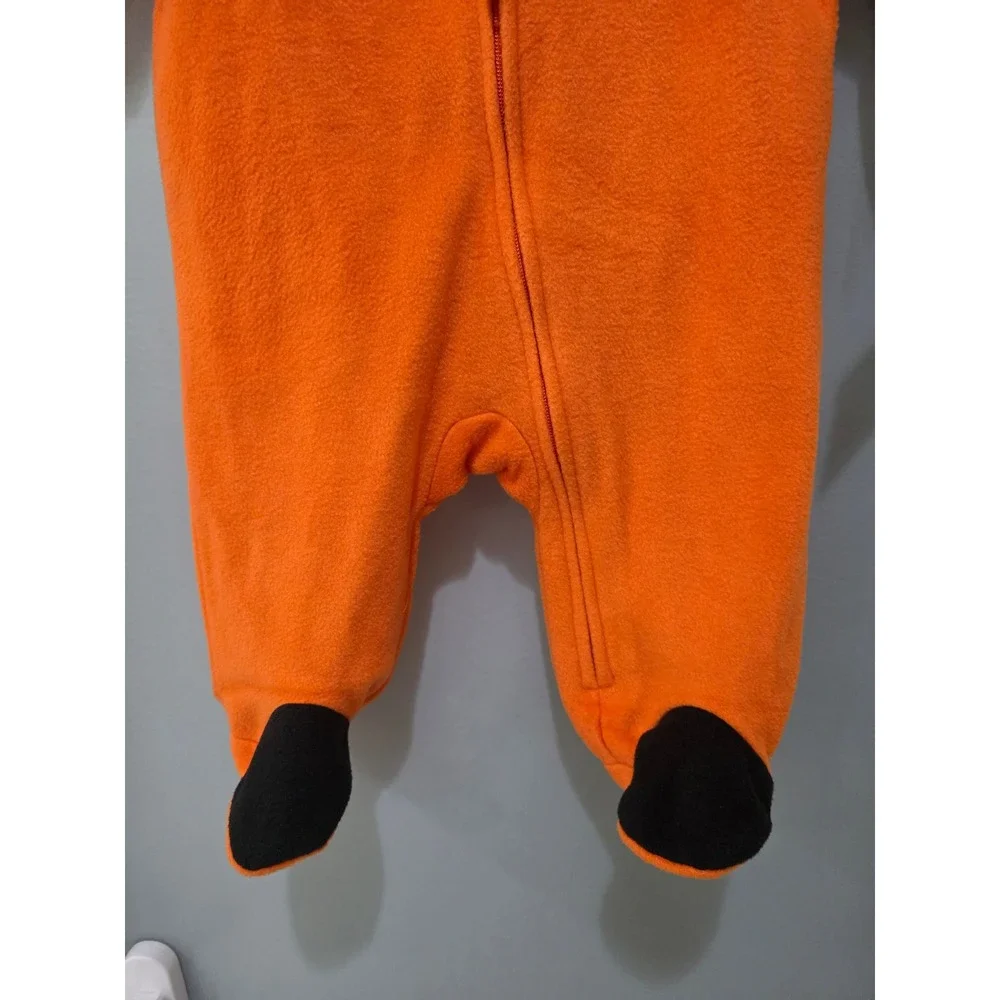 Little Me Pumpkin Halloween Costume Fleece Footed Hooded Jumpsuit Baby